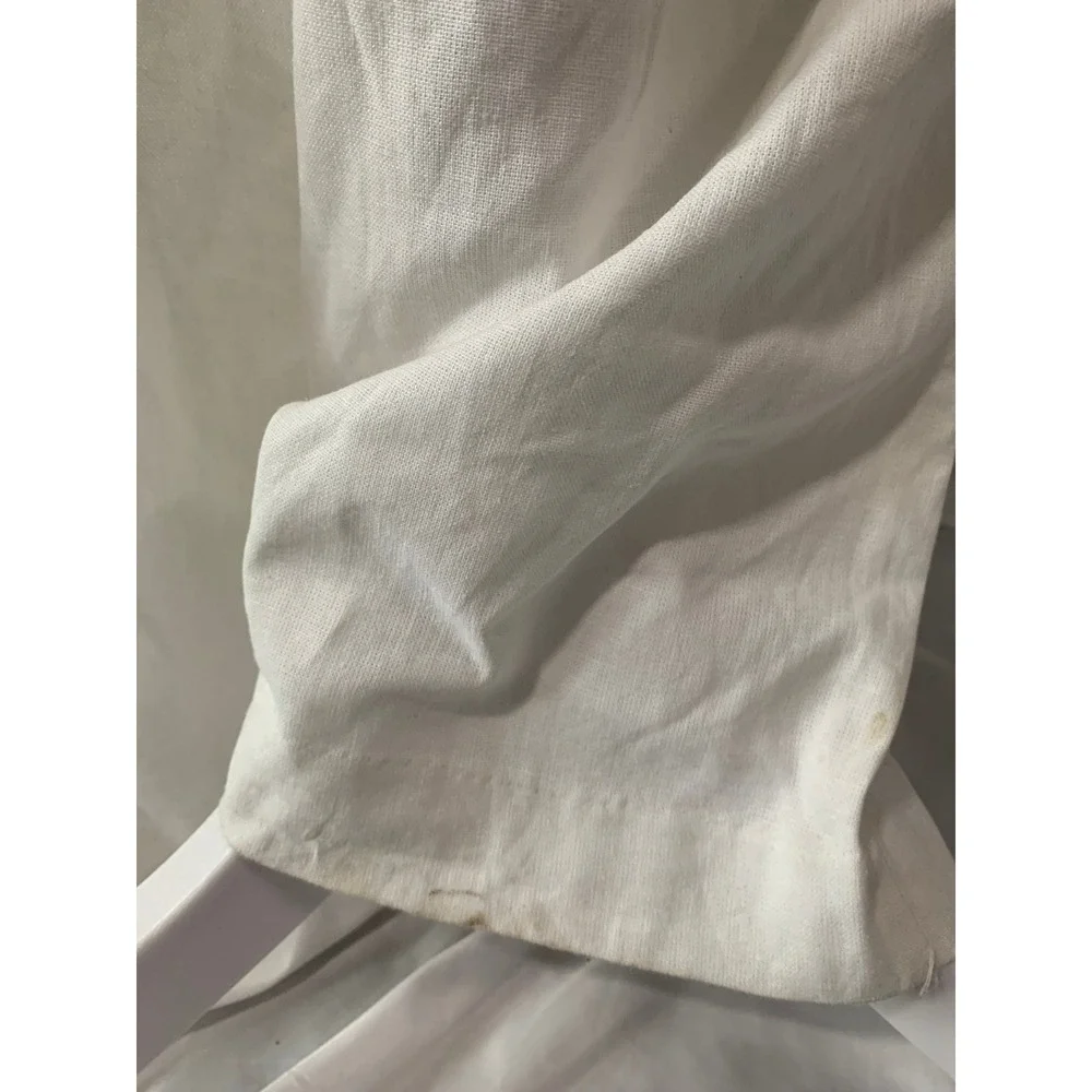 Zara White Linen Blend High Waisted Wide Leg Tie Belt Trousers Pants Large